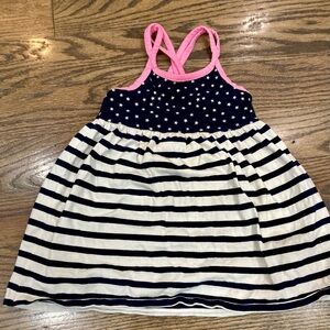 GAP Girls Navy & White Stripe Sundress Top with Pink Trim
